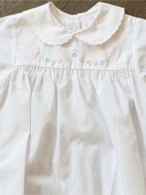 Auraluz White Baby Girls Floral Embroidered Gown NB